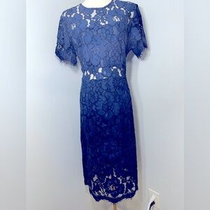 NSR Navy Blue Short Sleeve Midi Dress